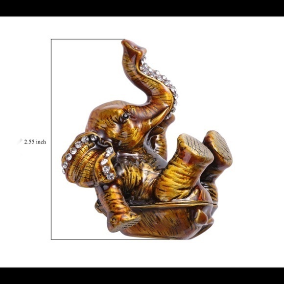 Austrian Crystal, Enameled Elephant Trinket Box stash box - Picture 5 of 5